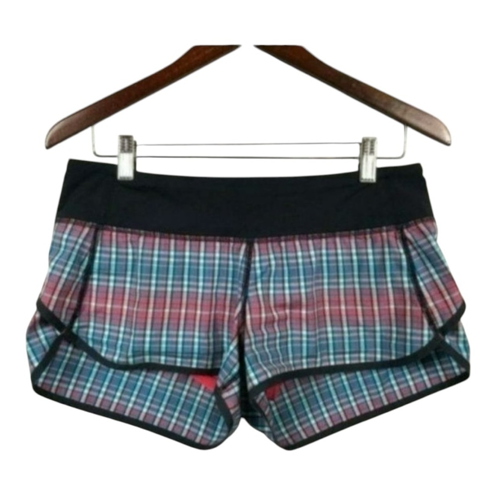 Lululemon Speed Shorts Rad Plaid Wish Blue, Size 6
